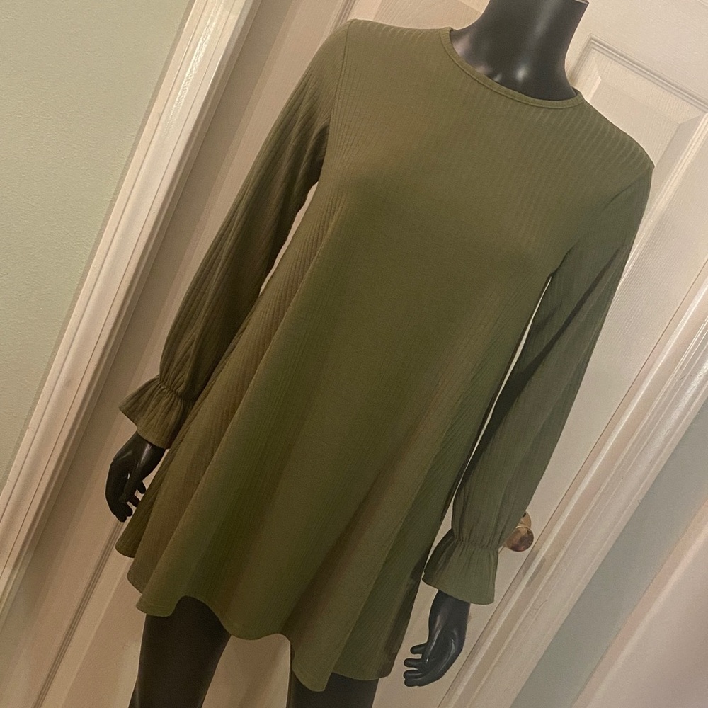 Boohoo Olive Green Textured Dress